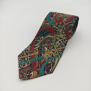 BSL Celtic Tie Collection Ireland Polyester Green Bird Floral 57"x3.25"